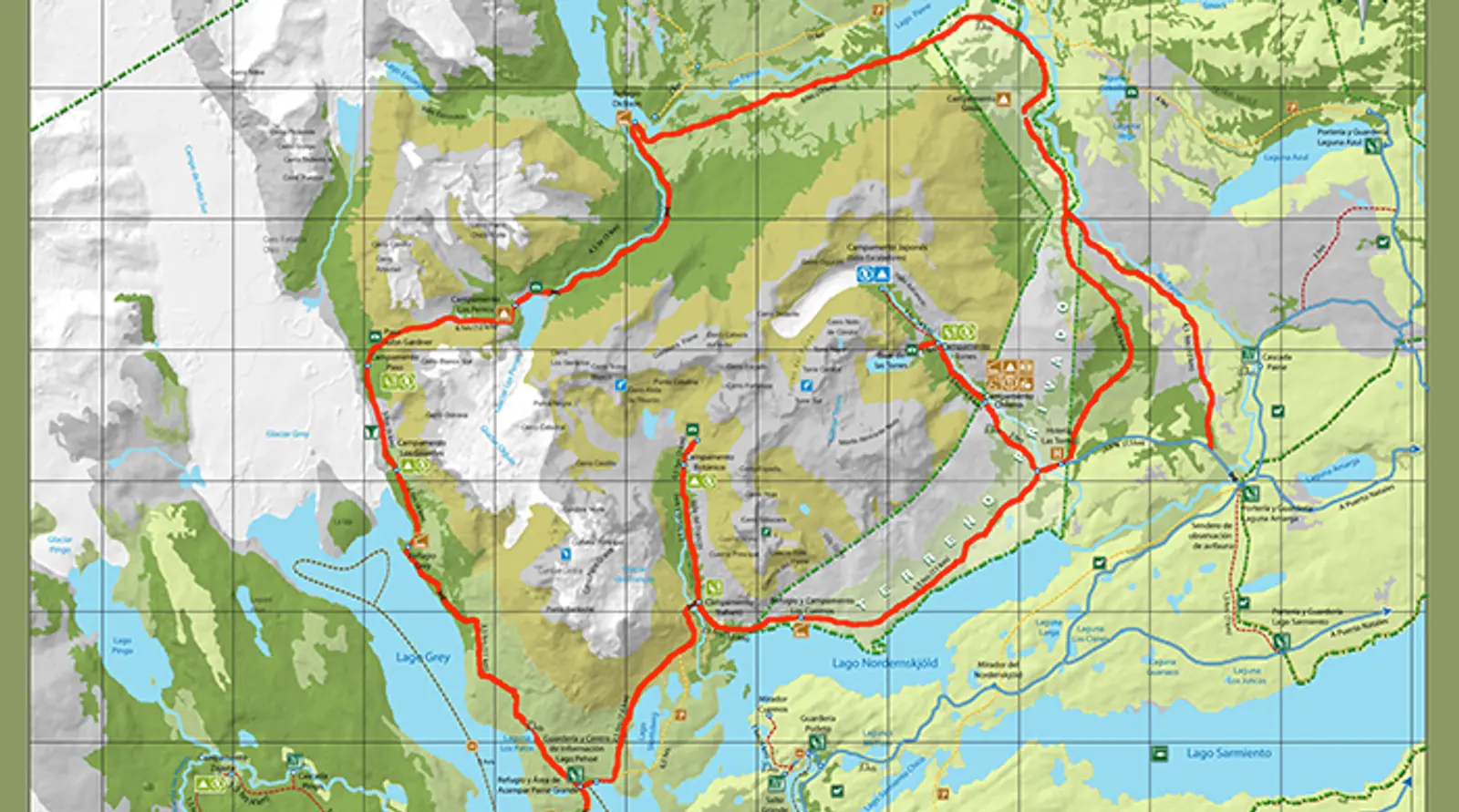 Circuito-Grande-Circuito-o-mapa-torres-del-paine-Patagônia-Chile