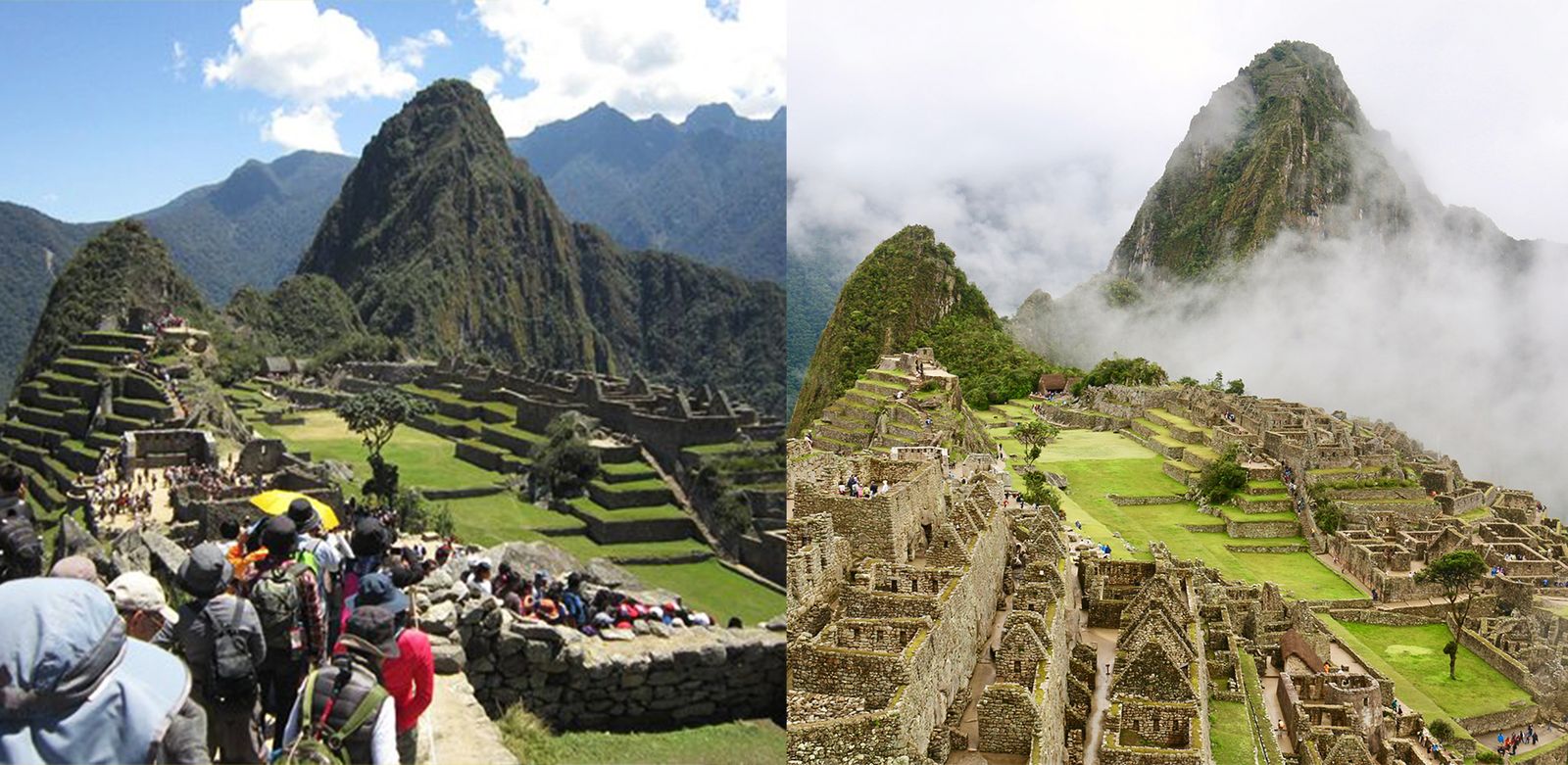 Machu picchu soleado versus nublado