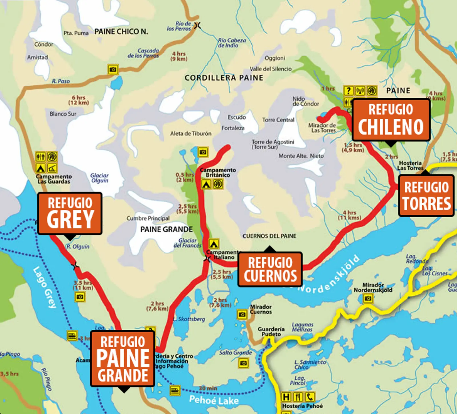 refugios circuito w torres paine denomades