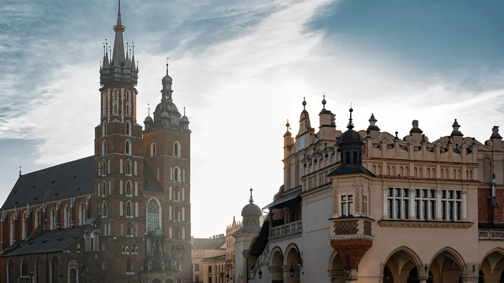 Arquitectura polaca en la hermosa ciudad de Cracovia